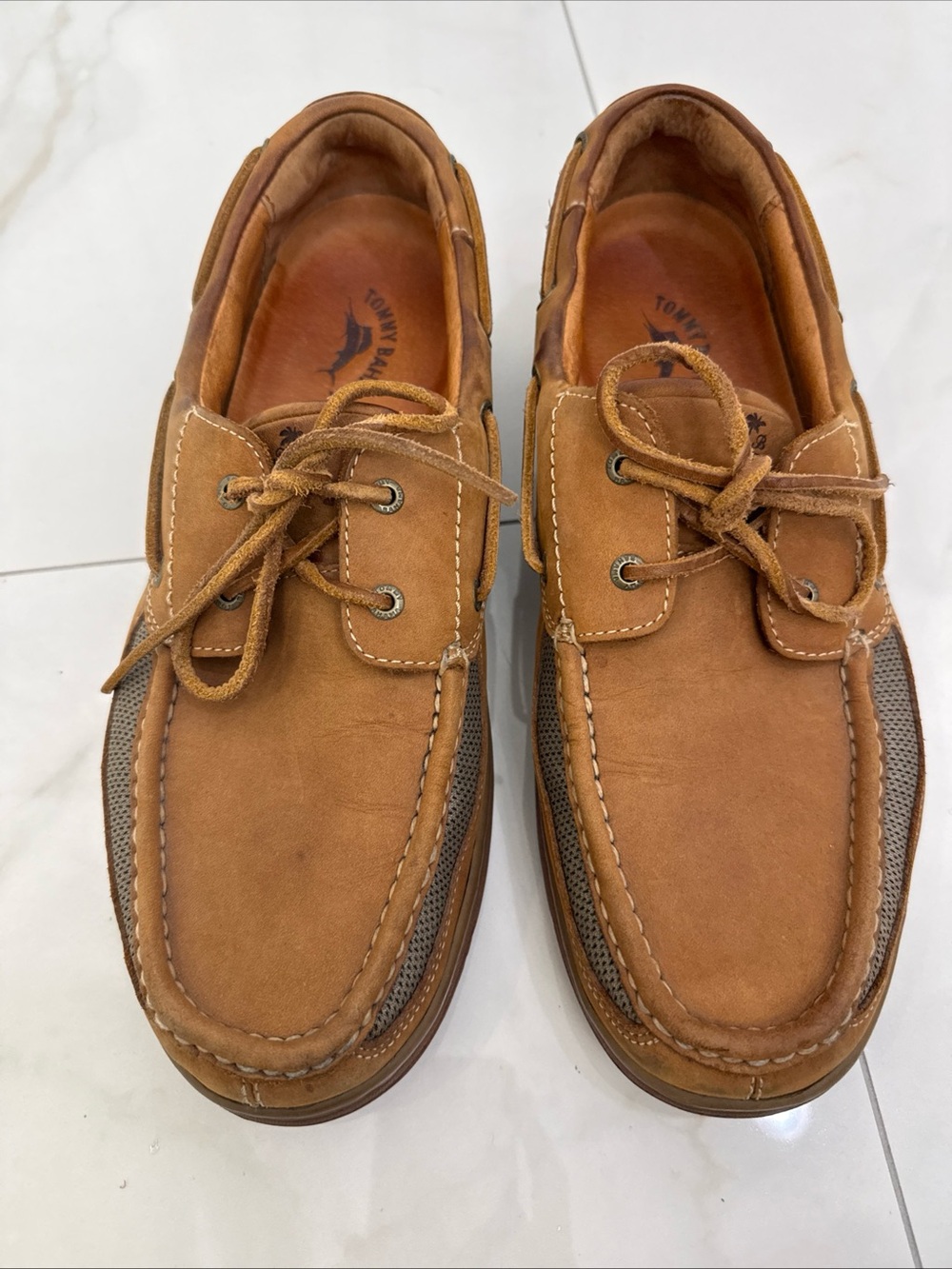 Tommy Bahama Men's Tan Leather Boat Shoes